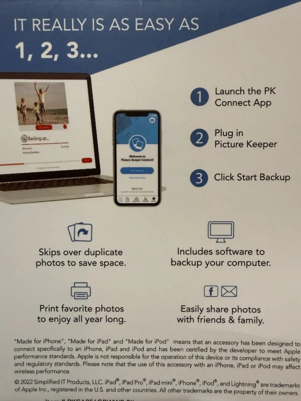 Picture Keeper Connect 256GB Backup for iPhone, Android, & Computers - NEW
